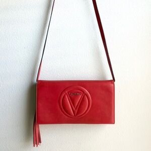 Valentino | Poppy Red Lena Tassel Convertible Crossbody Clutch Bag